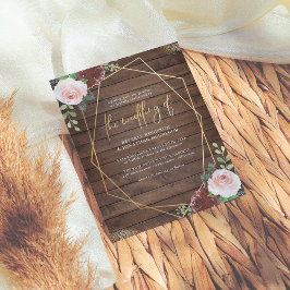 Burgundy e Casamento Geométrico da Madeira Rústica