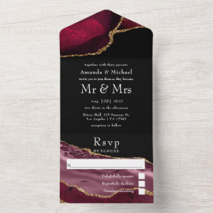 Burgundy e Dourada Casamento Agata Tudo Em Um Conv