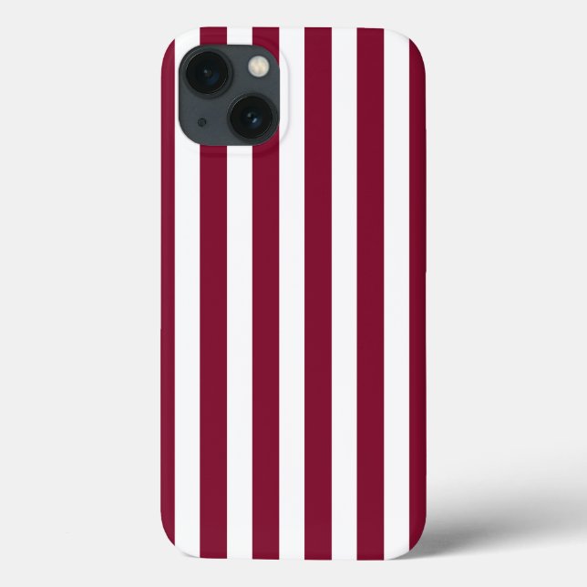 Burgundy e listras doces brancas Case-Mate iPhone (Verso)