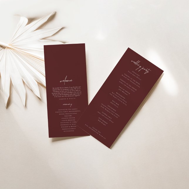 Burgundy Elegant Modern Wednoceremony Program (Criador carregado)