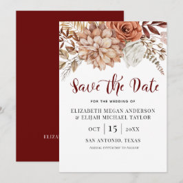 Burgundy Fall Boho Floral Salvar a Data Convite