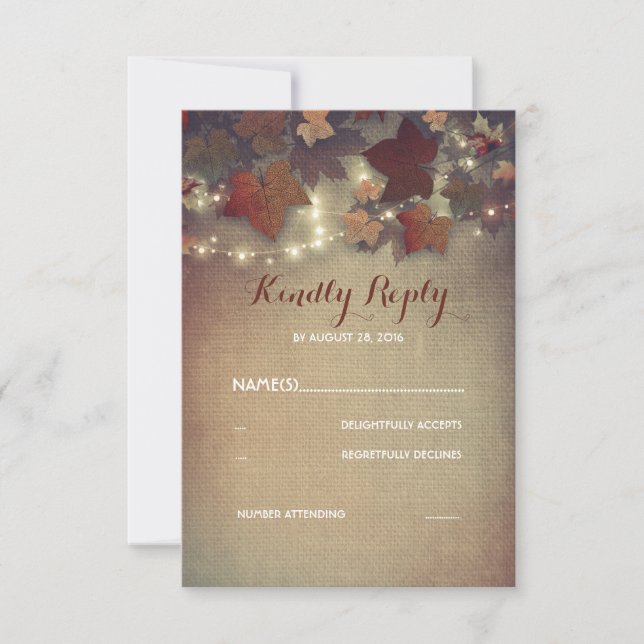 Burgundy Fall Deixa Cartões RSVP de Casamento Russ (Frente)