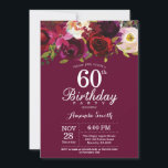 Burgundy Floral 60º Convite de aniversário<br><div class="desc">Burgundy Floral 60º Convite de aniversário para mulheres. Burgundy Red Festa de aniversário Convide. Flor Floral de Aquarela Burgundia 13 15 de 16º 18º 20 21rua 30 de 40º 50º 80 de 60º 70 de 100º. Para mais personalização, clique no botão "Personalizar" e use nossa ferramenta de design para modificar...</div>