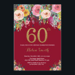 Burgundy Floral 60º Convite de Aniversário Dourado<br><div class="desc">Burgundy Floral 60º Convite de Aniversário para Mulheres. Flor Floral de Aquarela. Glitter preto e Dourado. Rosa,  Amarelo,  Laranja,  Flor Roxo. Aniversário Adulto. Para mais personalização,  clique no botão "Personalizar" e use nossa ferramenta de design para modificar este modelo.</div>