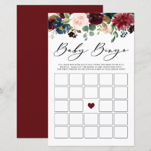 Burgundy Floral Baby Bingo Game