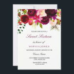 Burgundy Floral Boho Sweet 16 Convite<br><div class="desc">Burgundy Floral Boho Sweet Dezesseis Coleções de Convocação em Niche e Nest store. Boho chic burgundy vermelha aquarela floral Linda mão pintada aquarela ilustração</div>