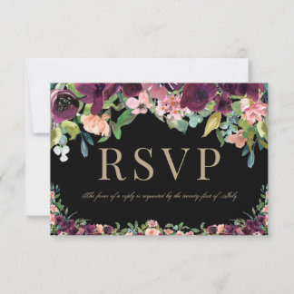 Burgundy Floral Marsala Black Weding RSVP