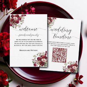 Burgundy Floral QR Code Bag - Letra e Cartão de Li