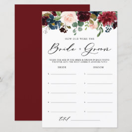 Burgundy Floral Quantos Anos Tinham Noiva e Jogo d
