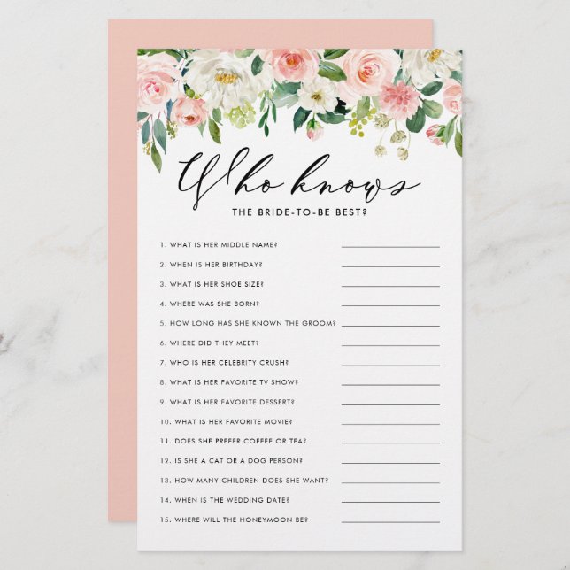 Burgundy Floral que conhece a noiva do melhor jogo (Frente/Verso)