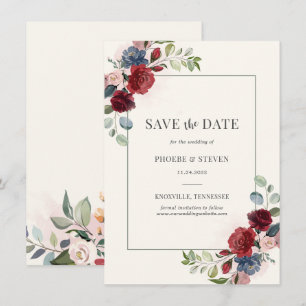 Burgundy Floral Rustic Botantic Salvar Data