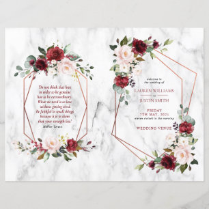 Burgundy Floral Wedlet Program 1/2 páginas