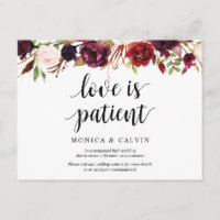 Burgundy Florals, Convite De Casamento Adiado