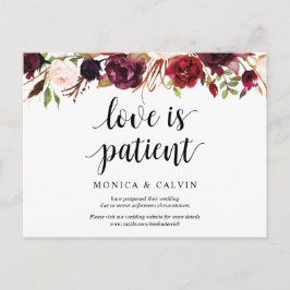 Burgundy Florals, Convite De Casamento Adiado