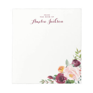Burgundy Flower Personalizada para Bloco de Notas