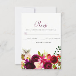 Burgundy Flowers Floral Elegante RSVP