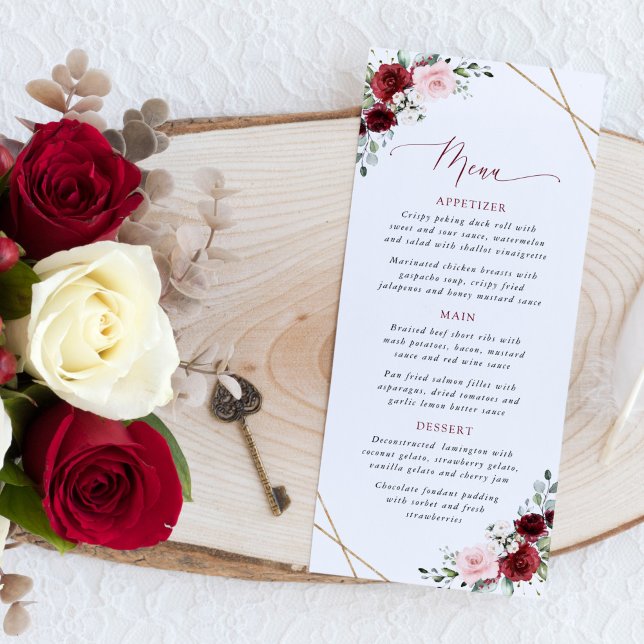 Burgundy Flowers, Pink Flowers, Bridal Shower Menu (Criador carregado)