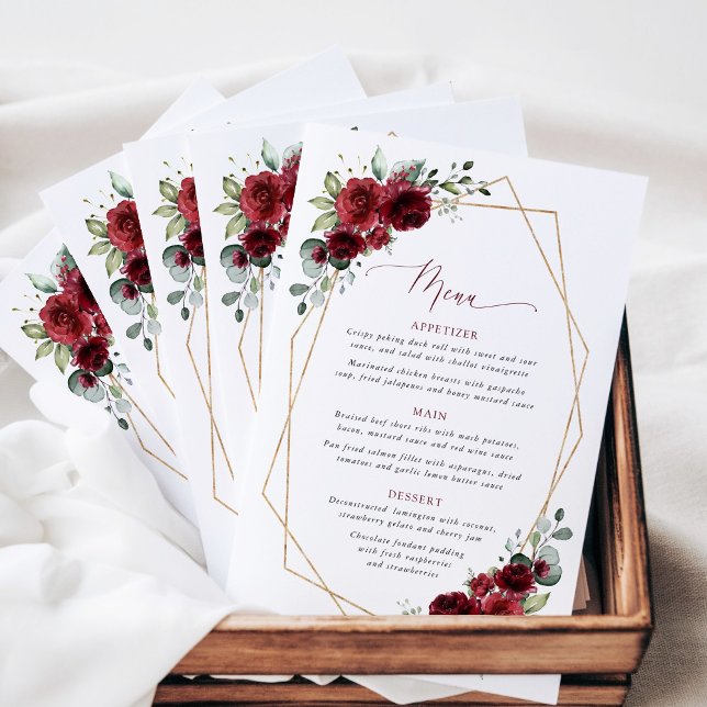Burgundy Flowers, Red Flowers, Bridal Shower Menu (Criador carregado)