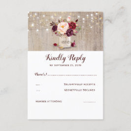 Burgundy Flowers Rustic RSVP