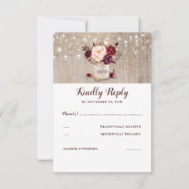 Burgundy Flowers Rustic RSVP
