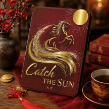 Burgundy Gold Catch the Sun Horse Monogram Kindle