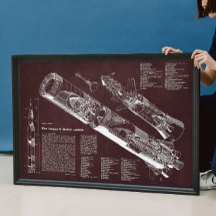 Burgundy I Saturn V Infográfico Poster