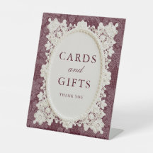 Burgundy Ivory Doily Lace Wedding Cards & Gifts
