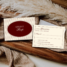 Burgundy Ivory Stripes Oval Old Money Mail In RSVP