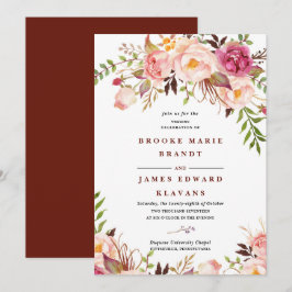 Burgundy Marsala Blush Boho Convite Para Casamento