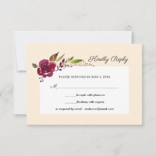 Burgundy Marsala Casamento Floral RSVP