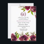 Burgundy Marsala Floral 60º Convite de Aniversário<br><div class="desc">Burgundy Marsala Floral 60º Aniversário Convide Ver coleção correspondente em nicho e ninho loja Lindas e elegantes flores de burgundy. Cor d'água pintada à mão perfeita para o seu convite de aniversário</div>