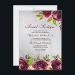 Burgundy Marsala Floral Silver Sweet 16 Convite<br><div class="desc">Burgundy Marsala Floral Silver Sweet 16 Convite Ver coleção correspondente em nicho e ninho loja Lindas flores elegantes de burgundy. Cor d'água pintada à mão perfeita para o seu chá de panela</div>