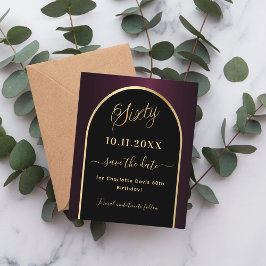 Burgundy negra de 60 anos salve o cartão de data