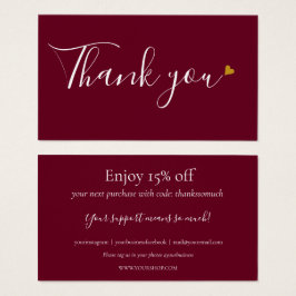Burgundy Obrigado Por Comprar Cartão De Desconto