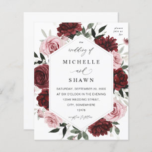 Burgundy Orçamental e Casamento Floral Rosa 6