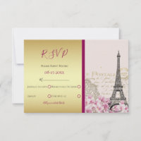 Burgundy Paris Em Springtime Wedding RSVP