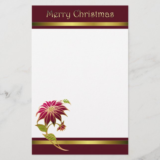 Burgundy Poinsettia — Papelaria de Natal (Frente)