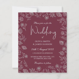 Burgundy prata floral convite para o casamento