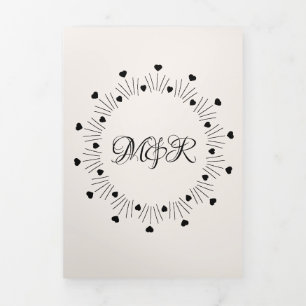 Burgundy Red Beige Hearts & Arrow Convite de casam