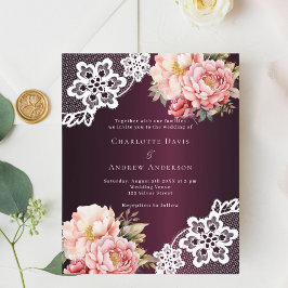 Burgundy rosa rosa rosa rosa, convite para o casam