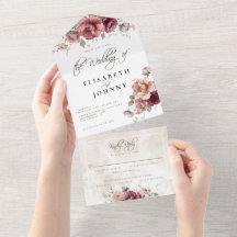 Burgundy Rust Fall Floral Wedes Detalhes RSVP