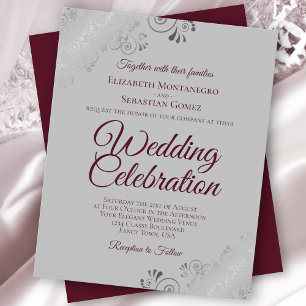 Burgundy sobre o Convite para Casamento de Cinzas