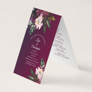 Burgundy Splendor Floral Classic Weding Program