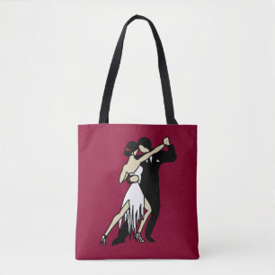 Burgundy Tango Dancers Tote Bag