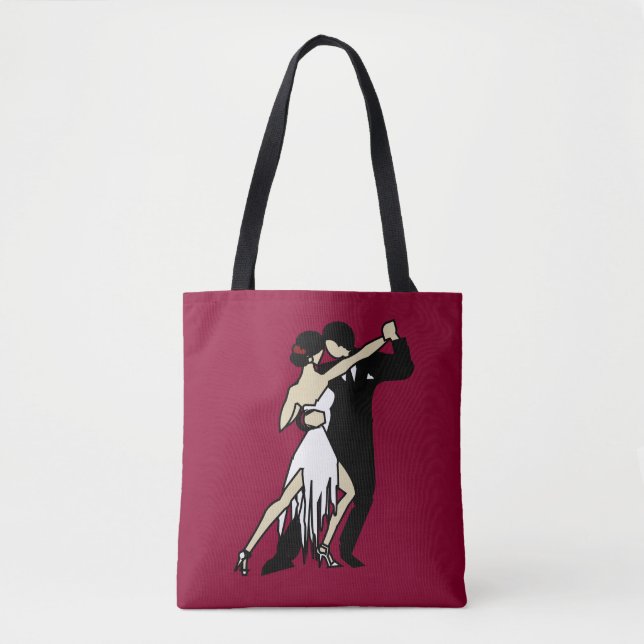 Burgundy Tango Dancers Tote Bag (Frente)