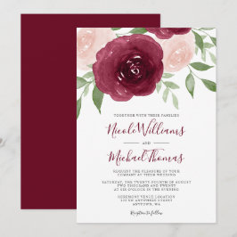 Burgundy Watercolor Convites De Casamento Floral
