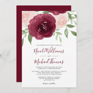 Burgundy Watercolor Convites De Casamento Floral