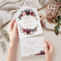 Burgundy watercolor floral rustic boho