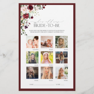 Burgundy Watercolor - Jogo de Chá de panela Floral