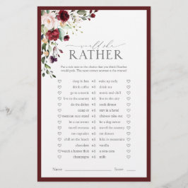 Burgundy Watercolor - Jogo de Chá de panela Floral